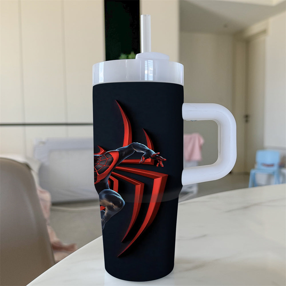 1pc Disney 14oz Stainless Steel Tumbler with Handle and Straw, Cartoon Character Design, BPA-Free, Leak-Proof, Hand Wash Only, Ideal for Coffee & Cold Drinks, Perfect Gift for Family & Friends, Suitable for Climbing & Sports,