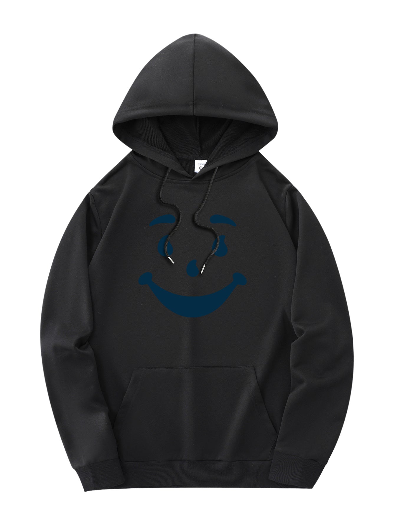 New and trendy thin Men's hooded sweatshirt, casual daily drawstring hooded sweatshirt with personality joyful face pattern, kangaroo pocket, Men's top