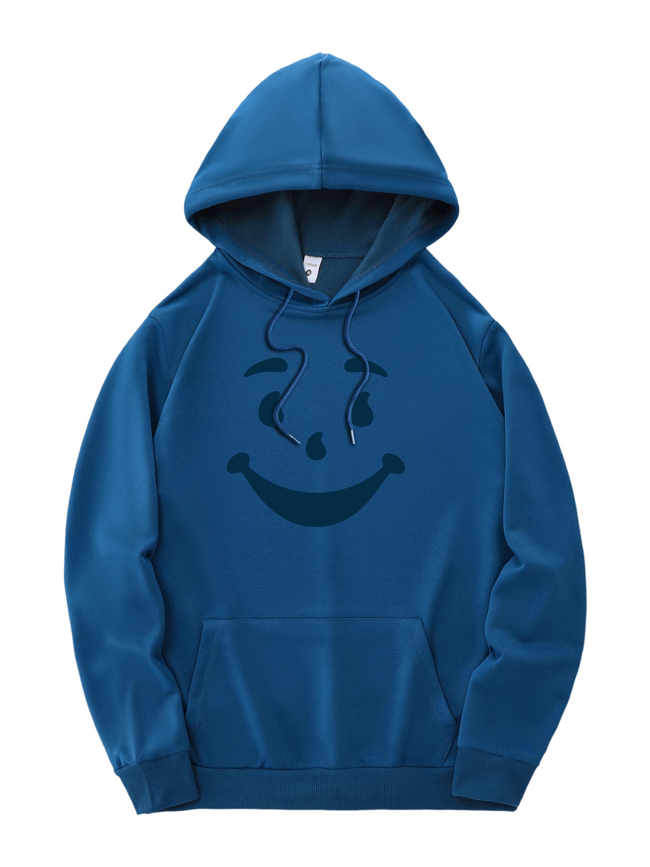 New and trendy thin Men's hooded sweatshirt, casual daily drawstring hooded sweatshirt with personality joyful face pattern, kangaroo pocket, Men's top