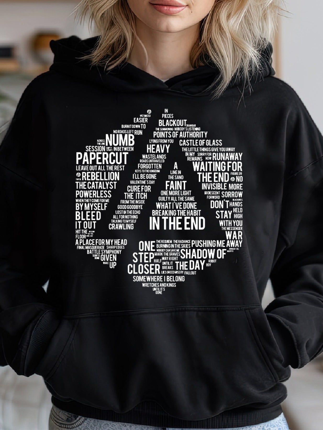 Linkin Park Rock Band Cozy Classic Print Pullover Hoodie, Casual Long Sleeve Hoodie For Sprots