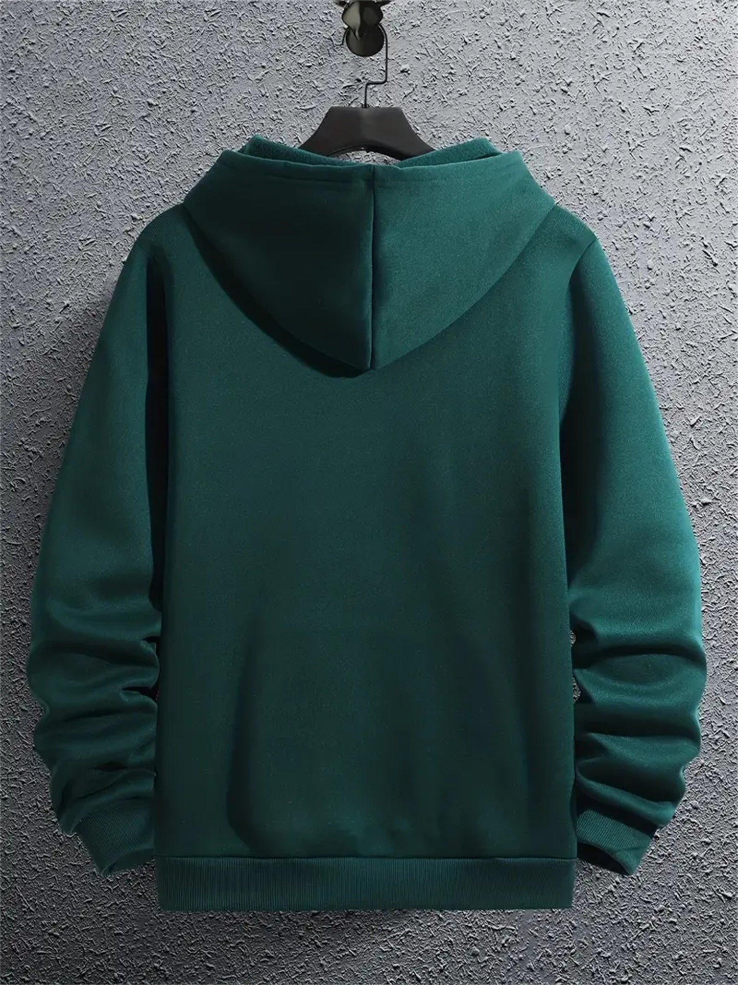 1pc Men'S Fashion Casual Pullover Hoodie with Letter Print, Long Sleeve Zip-Up Hooded Jacket with Kangaroo Pocket, Polyester Stretch Fabric, Regular Fit for All Seasons