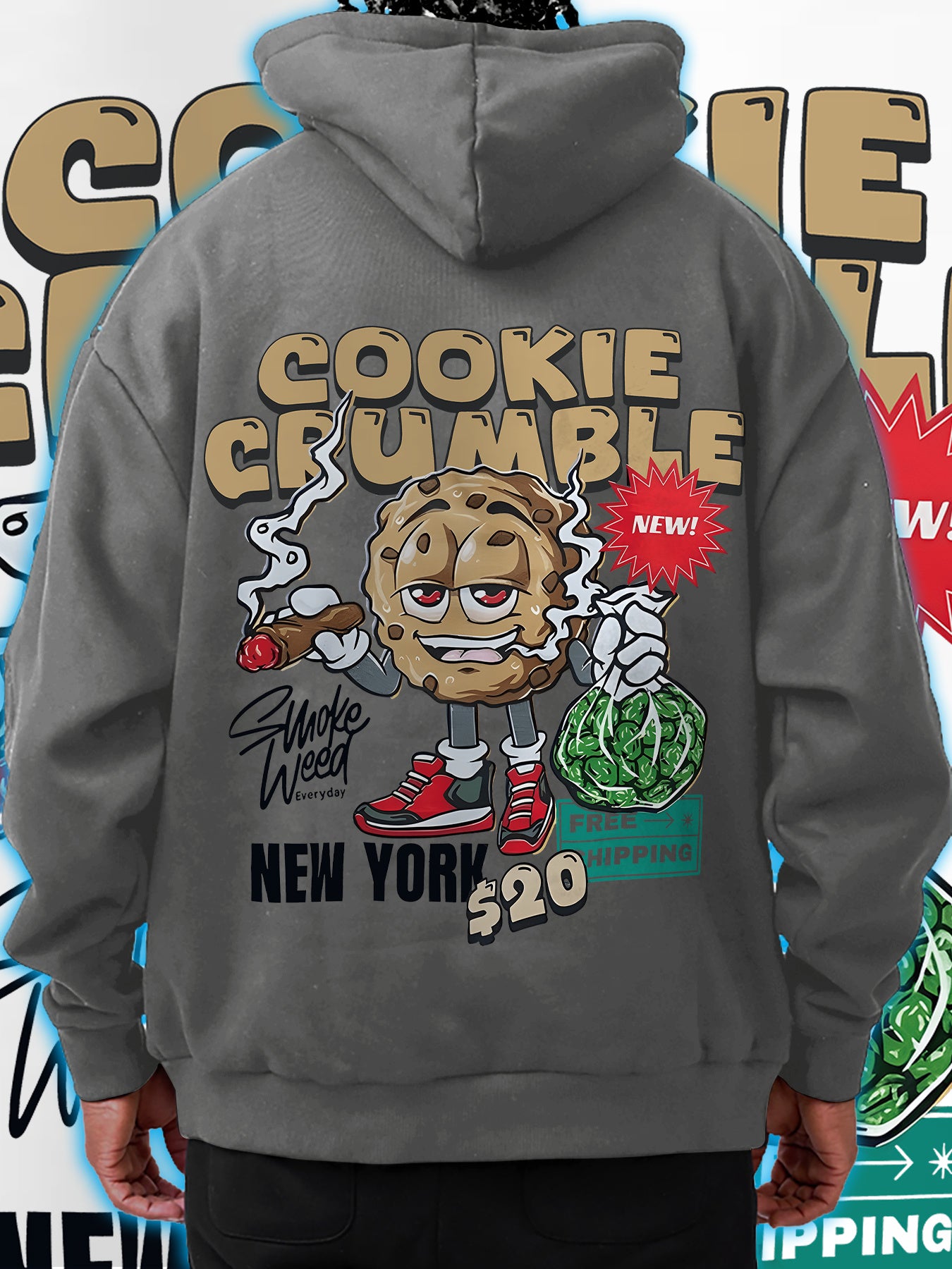 Fun Cartoon Character Men's Autumn and Winter Comfortable Essential Fleece Casual Fashion Hoodie
