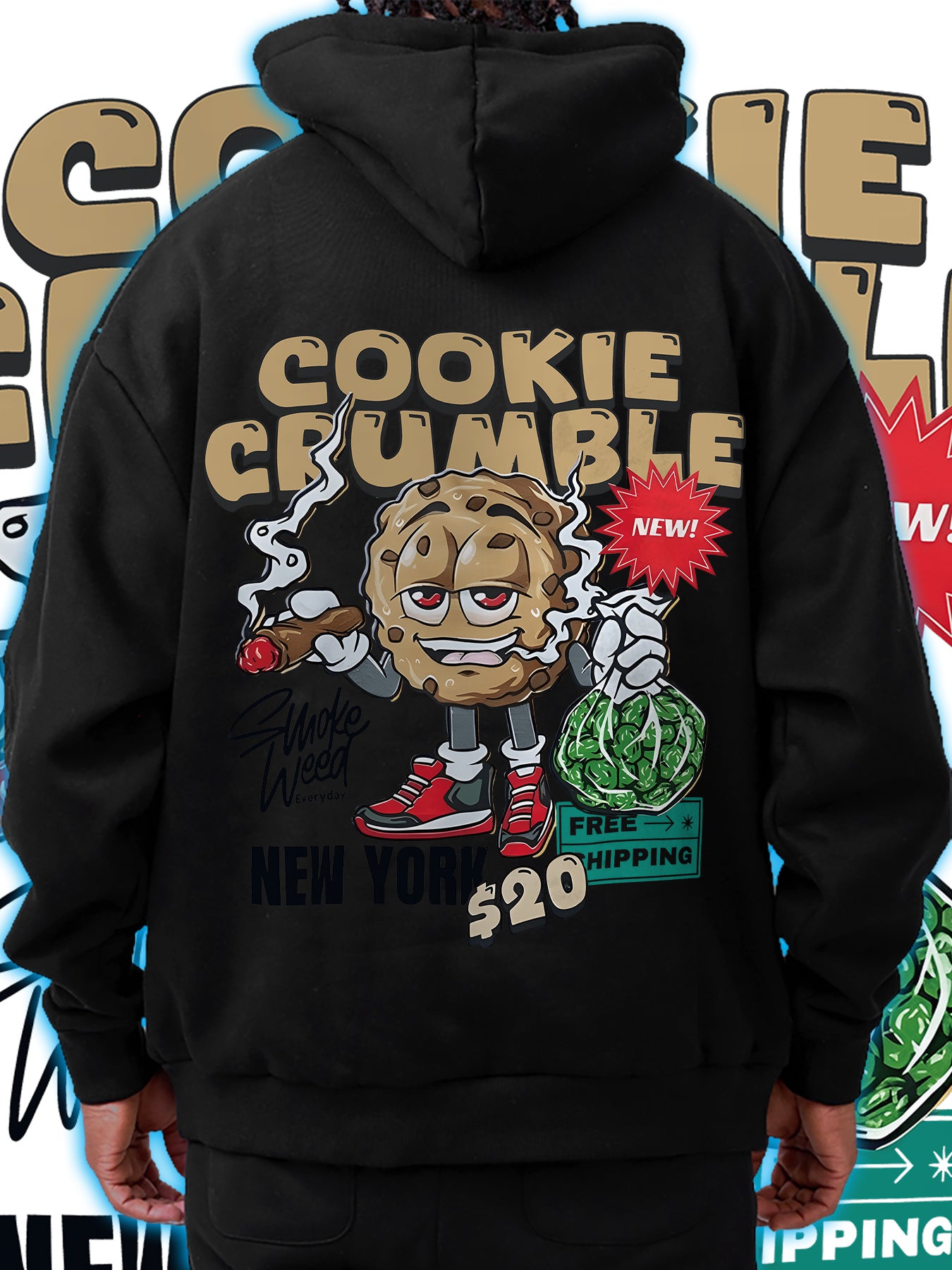 Fun Cartoon Character Men's Autumn and Winter Comfortable Essential Fleece Casual Fashion Hoodie
