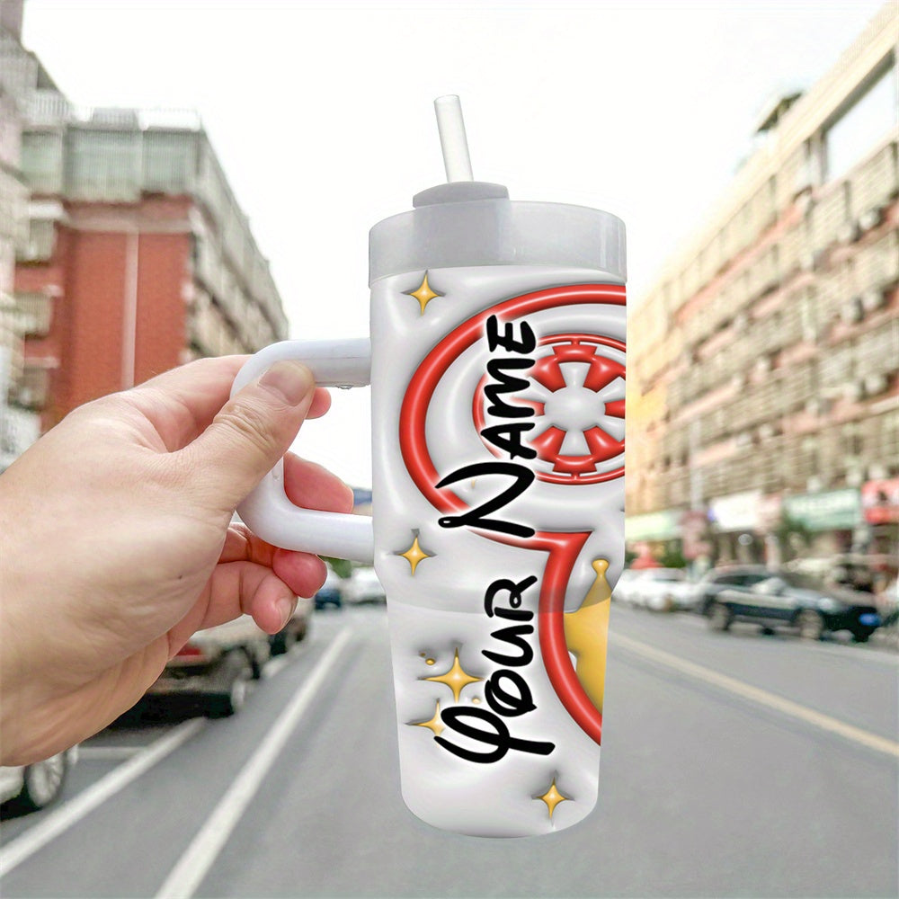 1pc Stainless Steel Tumbler with Handle and Straw, Cartoon Character Design, BPA-Free, Leak-Proof, Ideal for Coffee & Cold Drinks, with Handle and Straw, for Family & Friends, Perfect Gift for Christmas, Halloween, Valentine'