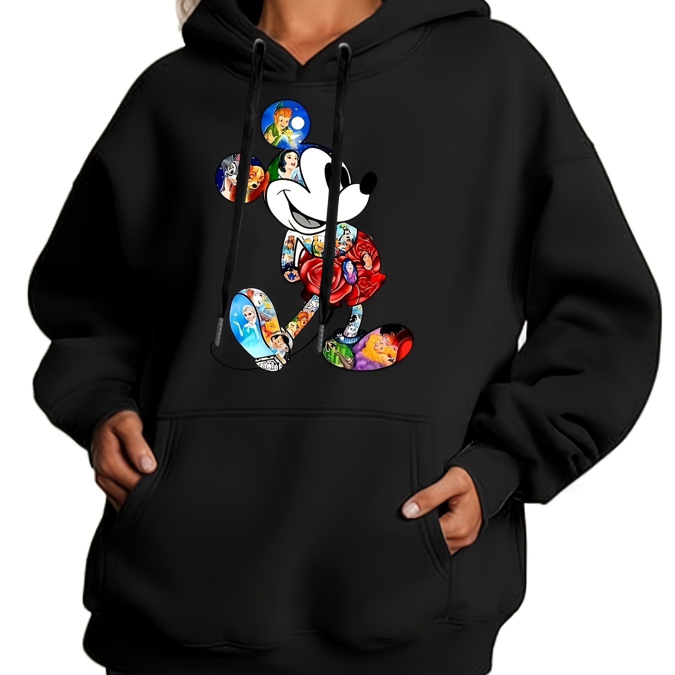 Large Size Cartoon Sweatshirt Hooded Sweatshirt Print Pullover Fashion Tops Winter Fall Outfits Comfortable And Fashionable Suitable for Sports And Daily Life 550g