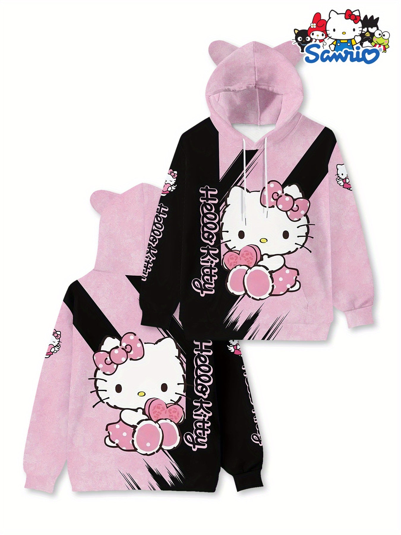 Sanrio Licensed Hello Kitty Women'S Hoodie, Novelty Cat Sweatshirt with Pockets, Adult Long Sleeve Hoodie