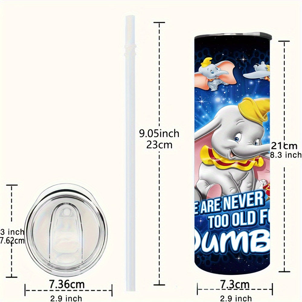 Dumbo 20oz Stainless Steel Tumbler with Straw - Insulated for Hot and Cold Drinks, Perfect for Fitness, Travel & Everyday Use