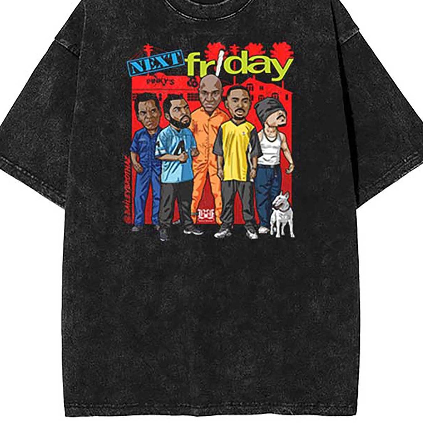 Next Friday 23129 vintage washed distressed batik thickened funny Men’s Short Sleeve Graphic T-shirt NE