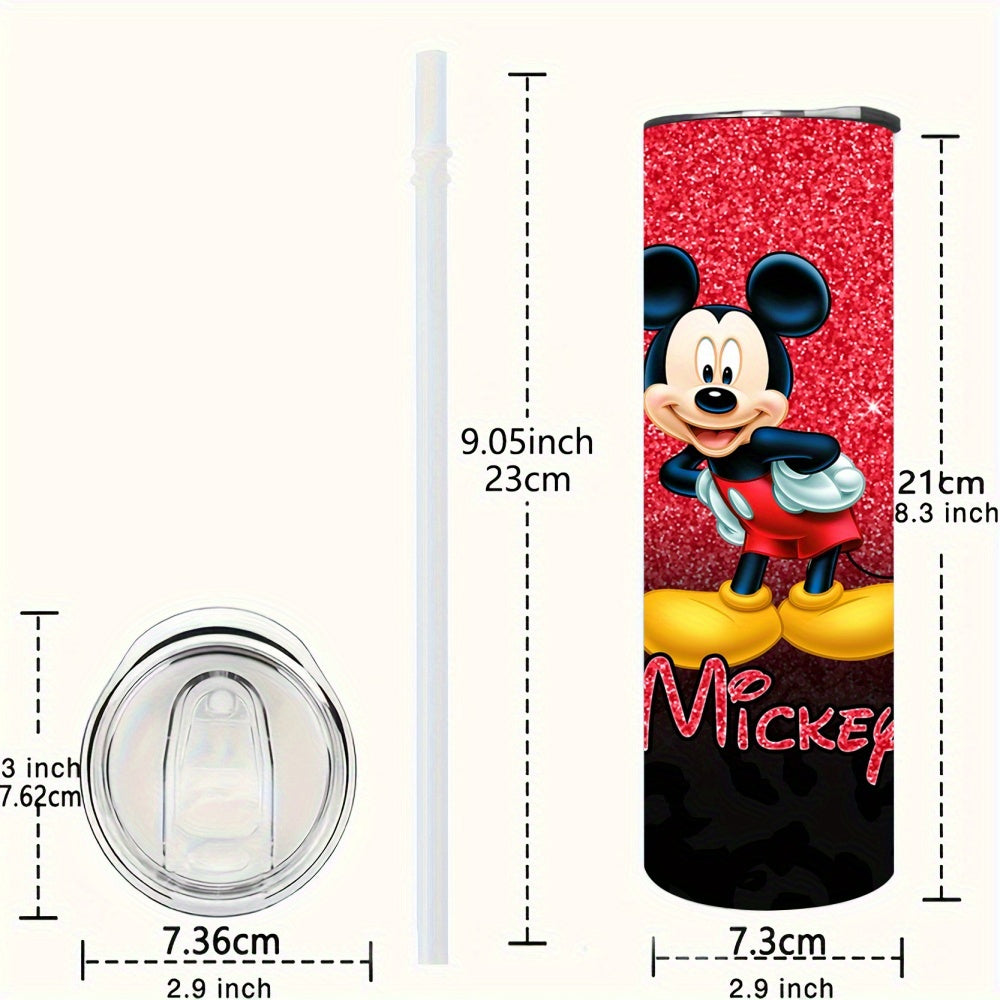 Mickey Mouse 20oz Stainless Steel Insulated Tumbler with Straw - Perfect for Fitness, Travel & Everyday Use, Cartoon Character Design, Home Use