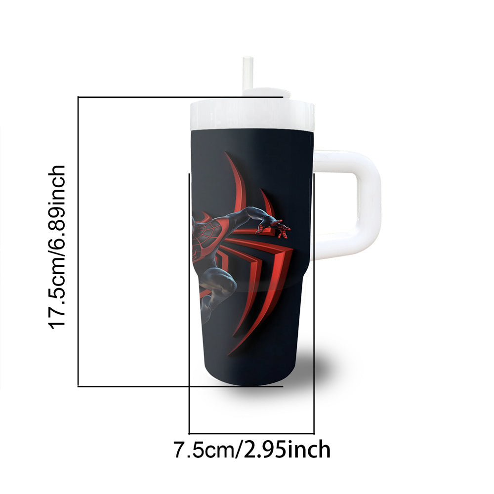 1pc Disney 14oz Stainless Steel Tumbler with Handle and Straw, Cartoon Character Design, BPA-Free, Leak-Proof, Hand Wash Only, Ideal for Coffee & Cold Drinks, Perfect Gift for Family & Friends, Suitable for Climbing & Sports,