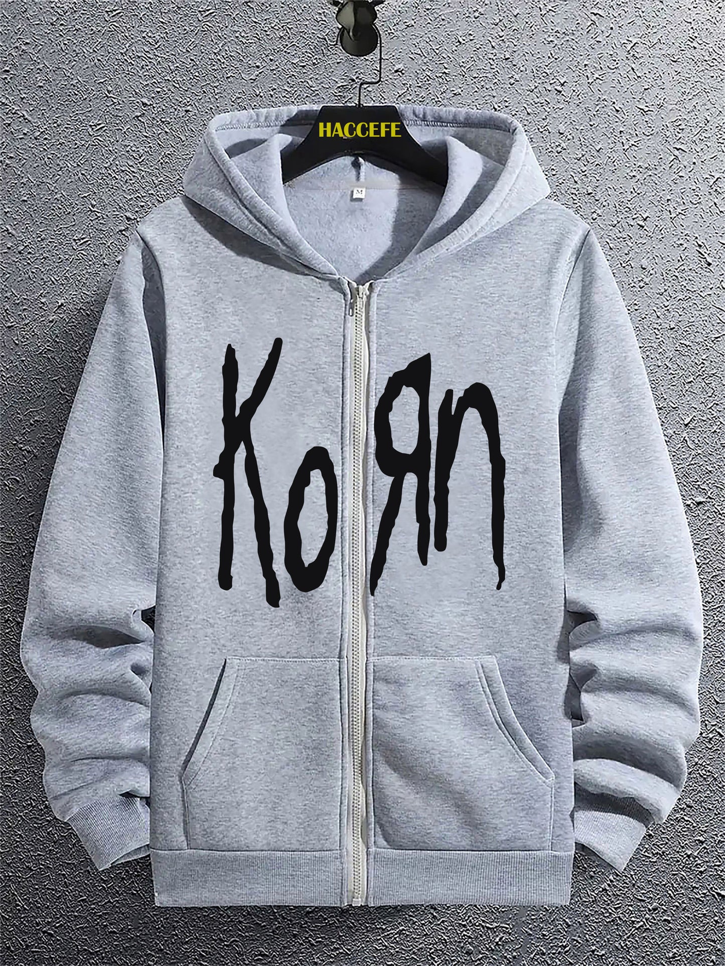 1pc Men'S Fashion Casual Pullover Hoodie with Letter Print, Long Sleeve Zip-Up Hooded Jacket with Kangaroo Pocket, Polyester Stretch Fabric, Regular Fit for All Seasons