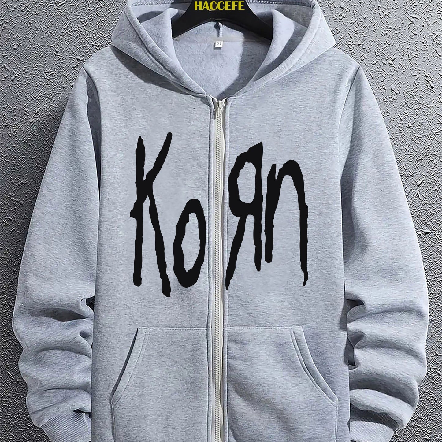 1pc Men'S Fashion Casual Pullover Hoodie with Letter Print, Long Sleeve Zip-Up Hooded Jacket with Kangaroo Pocket, Polyester Stretch Fabric, Regular Fit for All Seasons