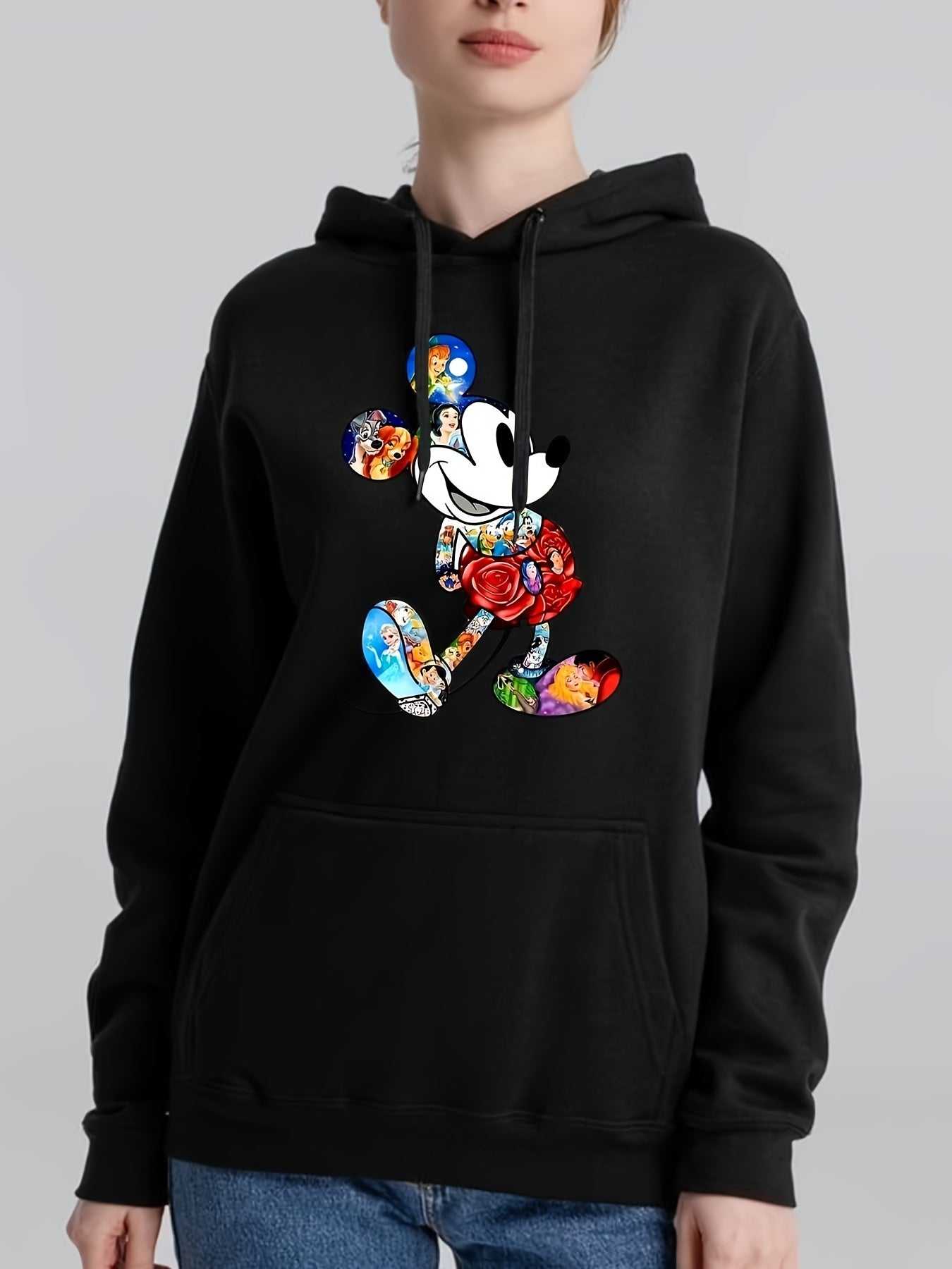 Large Size Cartoon Sweatshirt Hooded Sweatshirt Print Pullover Fashion Tops Winter Fall Outfits Comfortable And Fashionable Suitable for Sports And Daily Life 550g