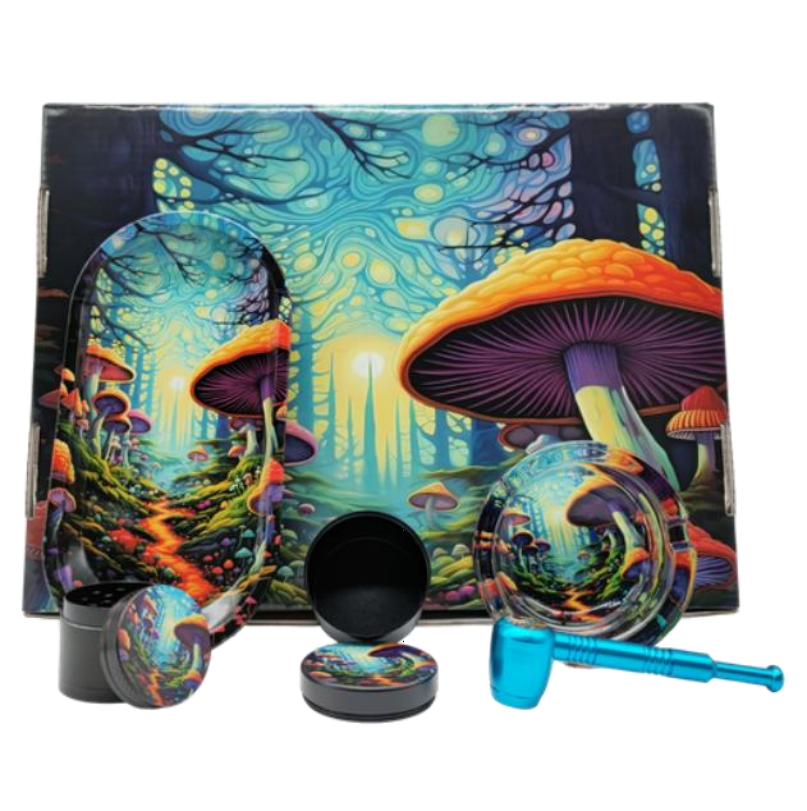 Psychedelic Mushroom Forest Smoking Accessories Set: