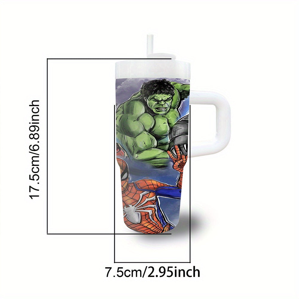 14oz Stainless Steel Tumbler with Handle and Straw, Cartoon Character Design, BPA-Free, Leak-Proof, Ideal for Coffee & Cold Drinks, with Handle and Straw, for Family & Friends, Perfect Gift for Christmas, Halloween, Valentine