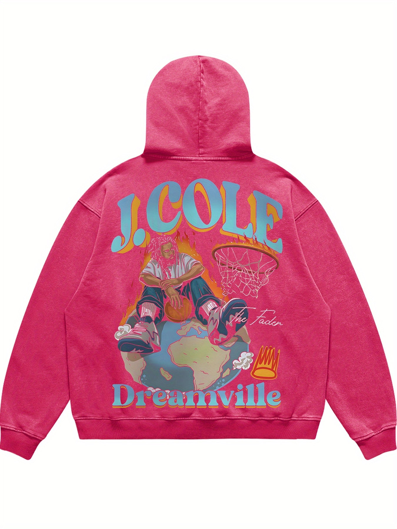Retro Washed J Cole Street Basketball Flame Funny Men's Hoodie