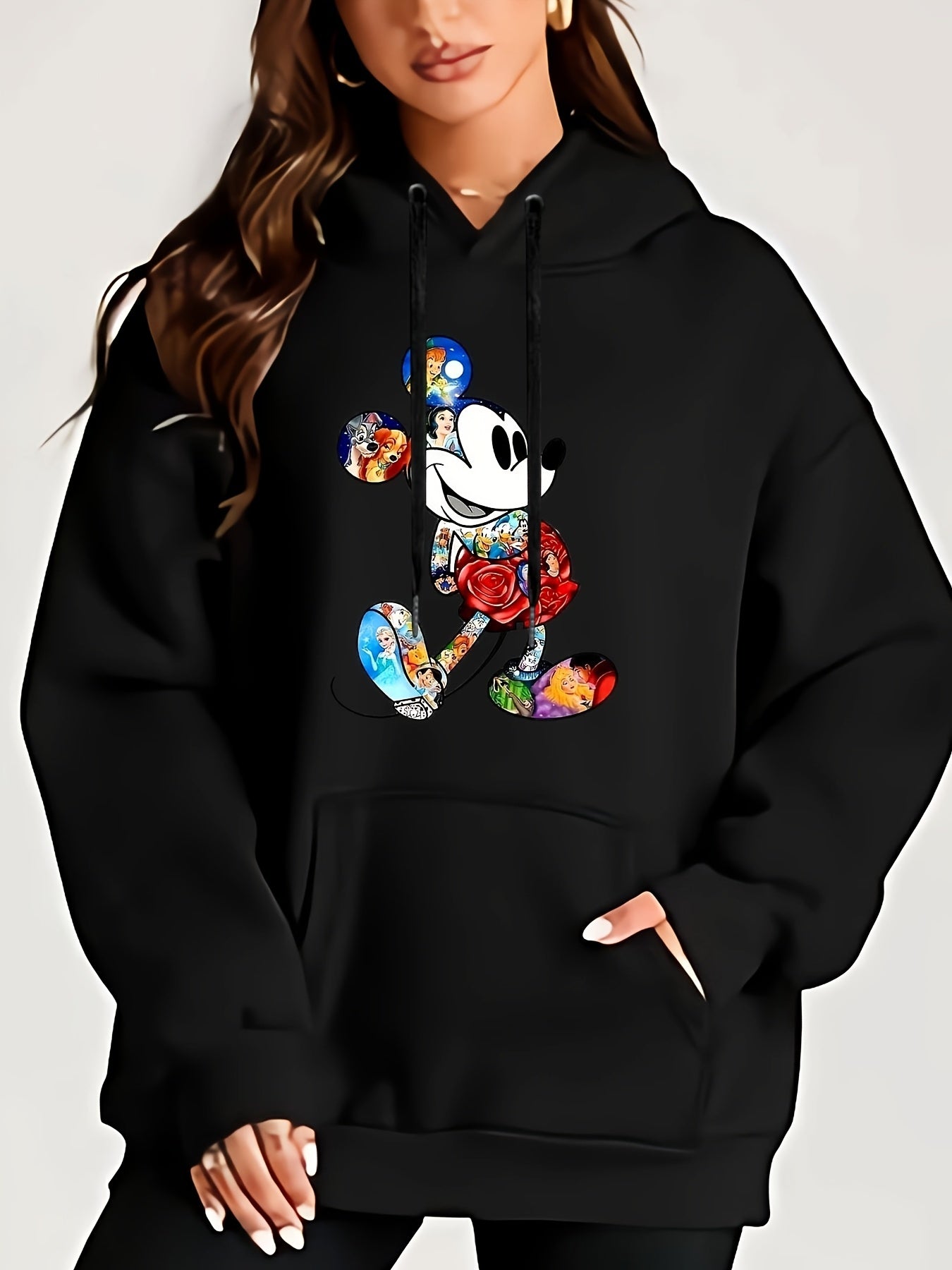 Large Size Cartoon Sweatshirt Hooded Sweatshirt Print Pullover Fashion Tops Winter Fall Outfits Comfortable And Fashionable Suitable for Sports And Daily Life 550g