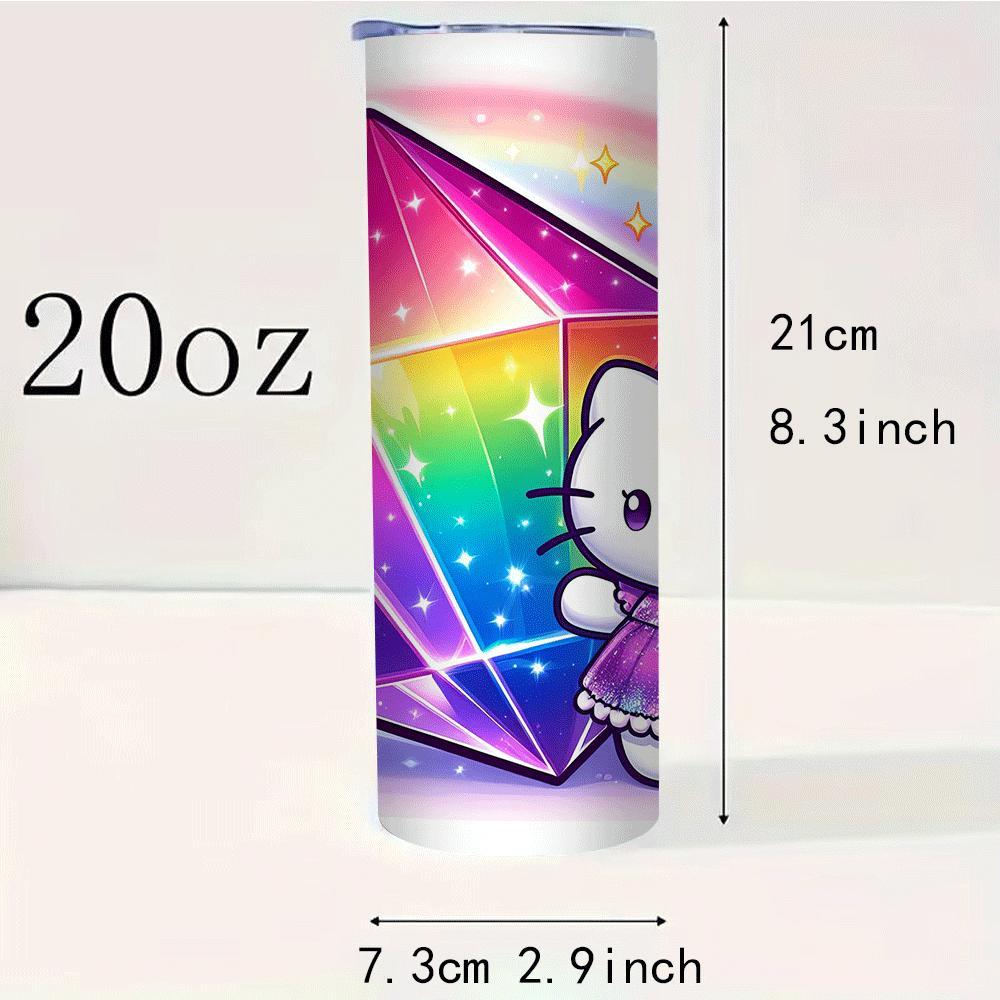 1pc Hello Kitty Stainless Steel Tumbler with Straw, Insulated Travel Mug, Durable Drinkware, with Cartoon Character Design, for Home, Office, and Outdoor Use, Ideal Gift for Friends