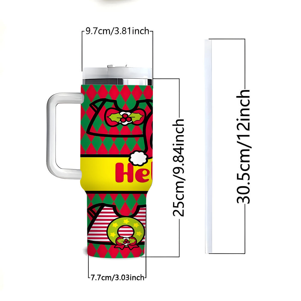1pc For Hello Kitty Stainless Steel Tumbler with Lid and Straw, 40oz Vacuum Insulated Travel Mug, Durable Reusable Drinkware, with Lid and Straw for Car, Fitness, Outdoor Activities