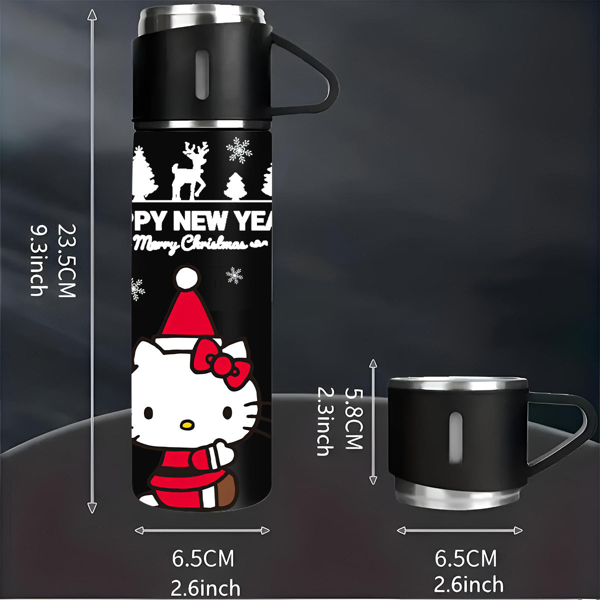 1pc Sanrio Hello Kitty 3-in-1 Vacuum Insulated Bottle, 304 Stainless Steel Coffee Cup with 3 Lids, Non-Skid, Heat Resistant, Washable, Ideal for Hot & Cold Drinks, Perfect for Office, Camping, Indoor Use, Great for Christmas,