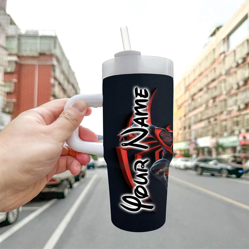 1pc Disney 14oz Stainless Steel Tumbler with Handle and Straw, Cartoon Character Design, BPA-Free, Leak-Proof, Hand Wash Only, Ideal for Coffee & Cold Drinks, Perfect Gift for Family & Friends, Suitable for Climbing & Sports,