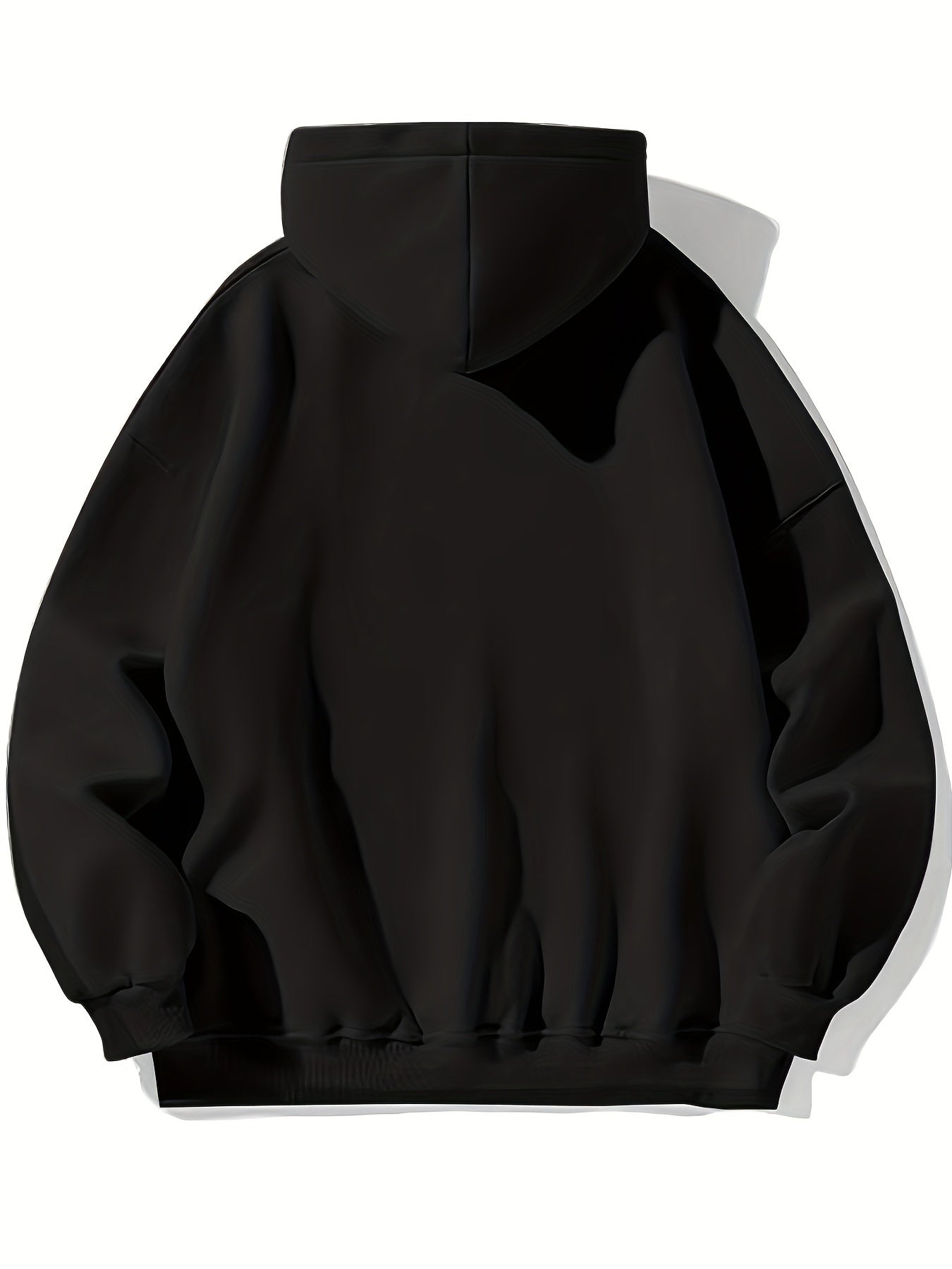 Men's Hip Hop Graphic Hoodie - Cozy Fleece-Lined Pullover with Kangaroo Pocket, Casual Streetwear for Fall & Winter, Black