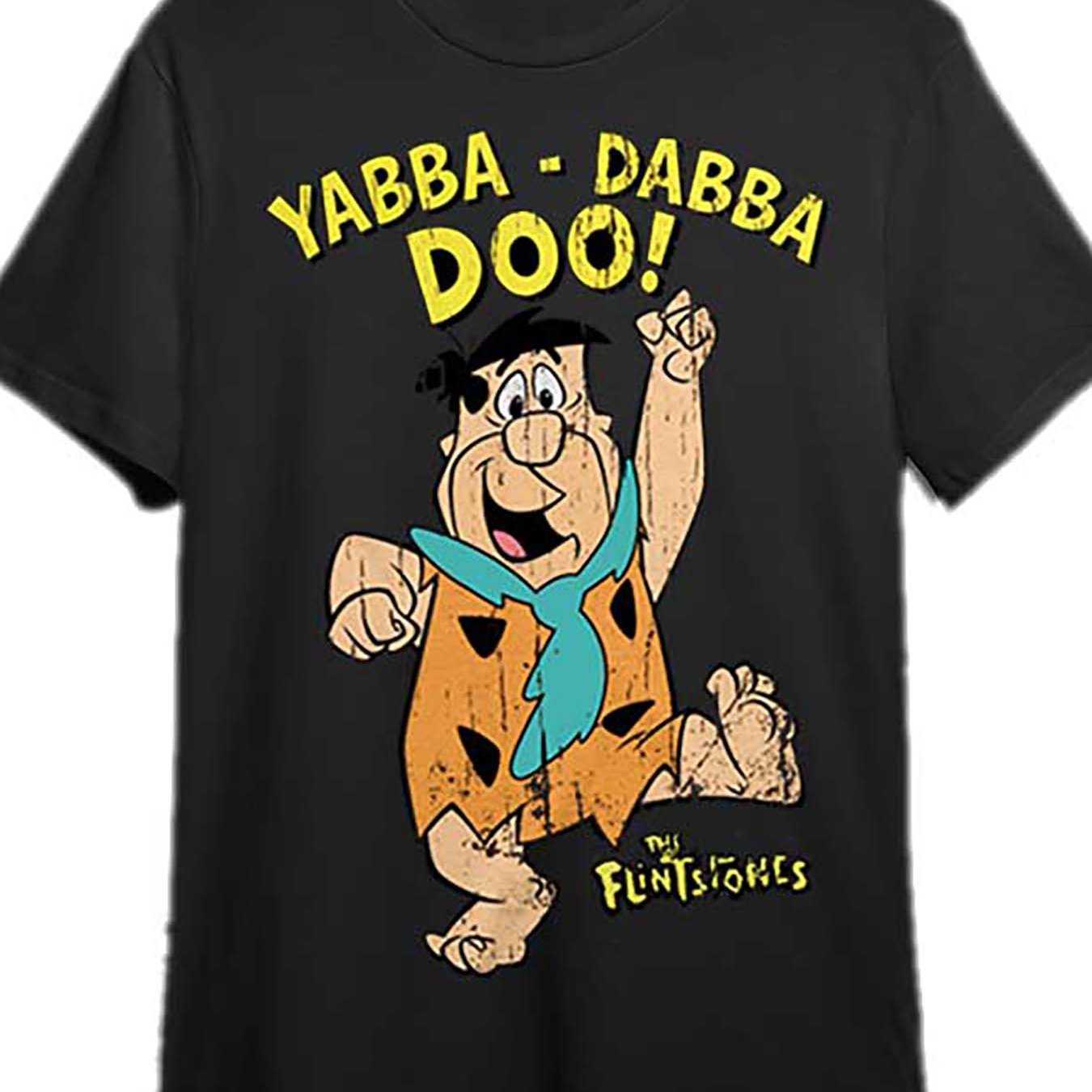 Fred Flintstone, Abadda Badu, Stone Age official T-shirt for men and women 334649 funny short sleeve printed T-shirt series for men, black PR