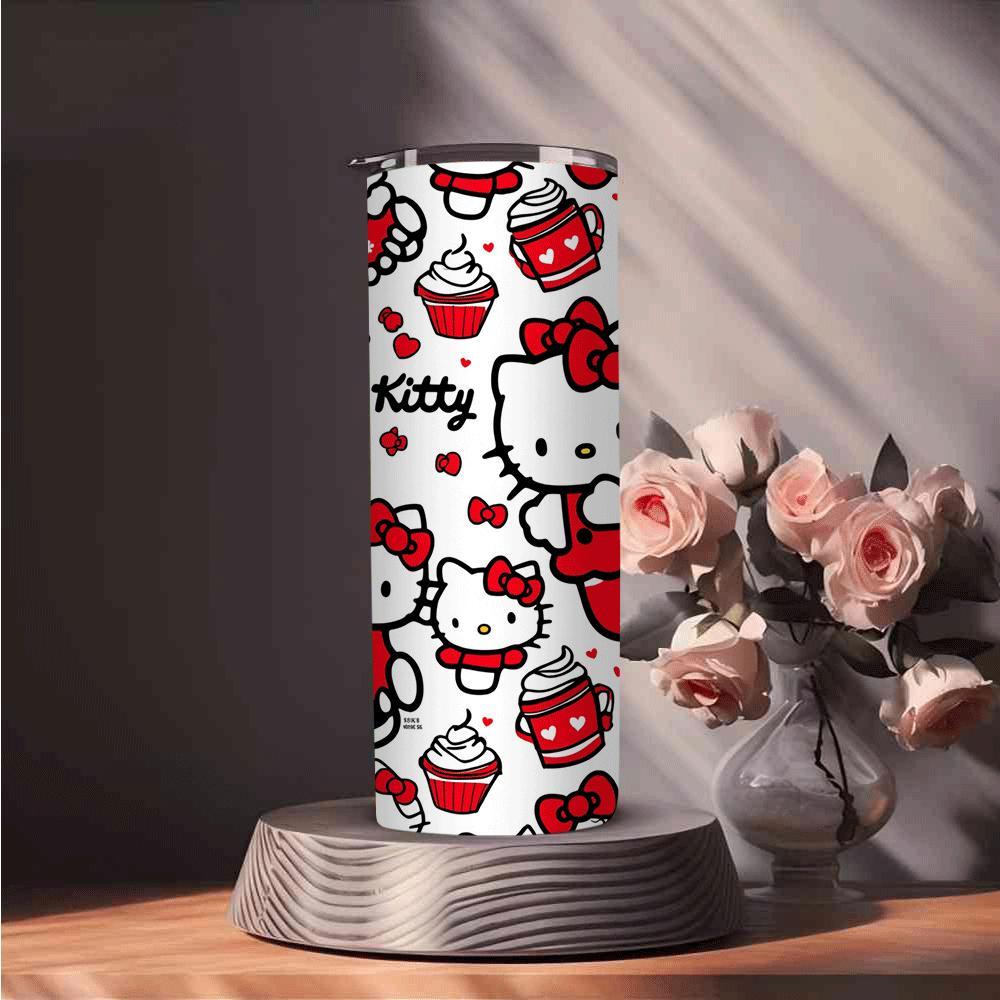 1pc Hello Kitty Stainless Steel Tumbler with Straw, Insulated Travel Mug, Durable Beverage Cup, with Straw for Cold/Hot Drinks, for Home & Outdoor Use, Ideal Gift for Friends