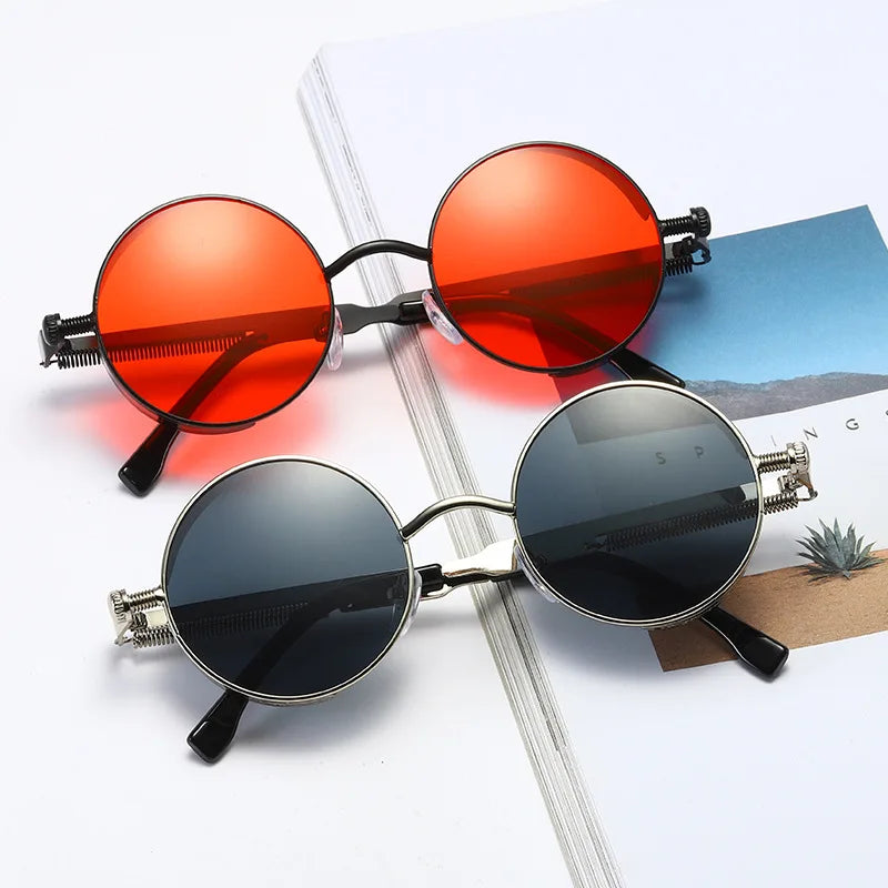 Metal Steampunk Sunglasses Men Women Fashion Round Glasses Brand Designer Vintage Sun Glasses