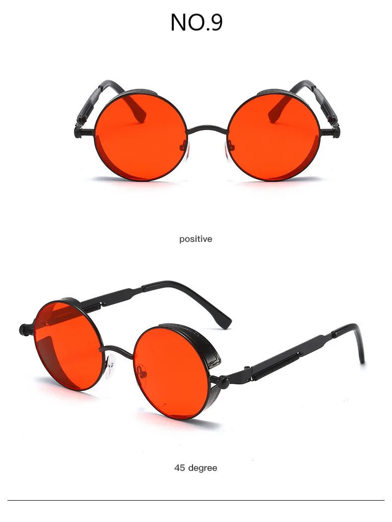 Metal Steampunk Sunglasses Men Women Fashion Round Glasses Brand Designer Vintage Sun Glasses