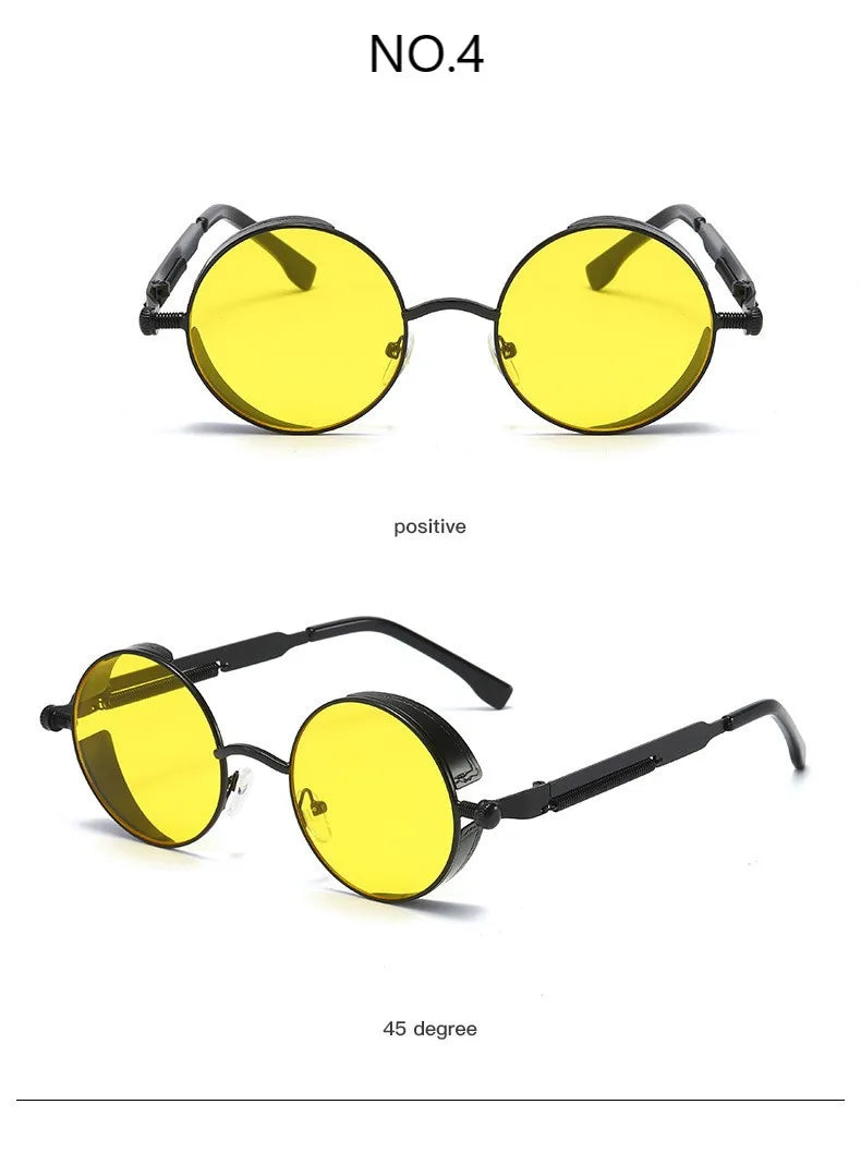 Metal Steampunk Sunglasses Men Women Fashion Round Glasses Brand Designer Vintage Sun Glasses
