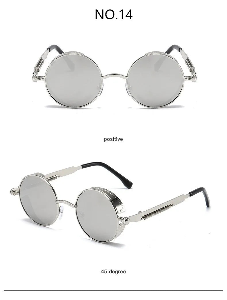 Metal Steampunk Sunglasses Men Women Fashion Round Glasses Brand Designer Vintage Sun Glasses