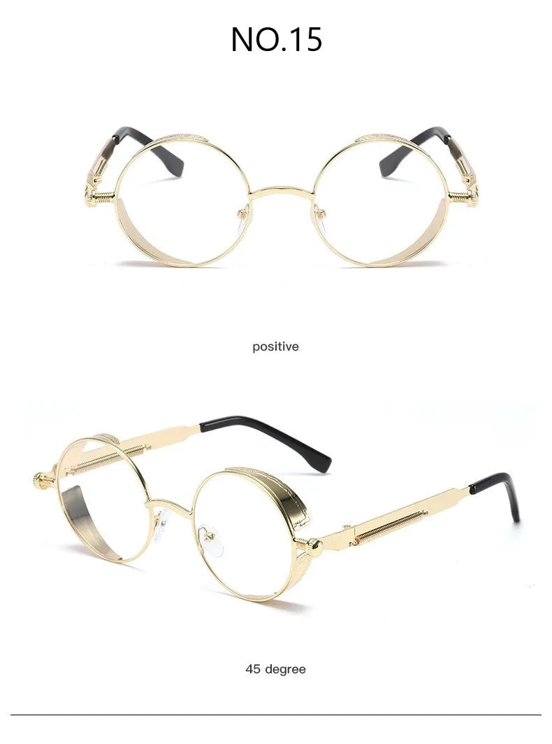 Metal Steampunk Sunglasses Men Women Fashion Round Glasses Brand Designer Vintage Sun Glasses