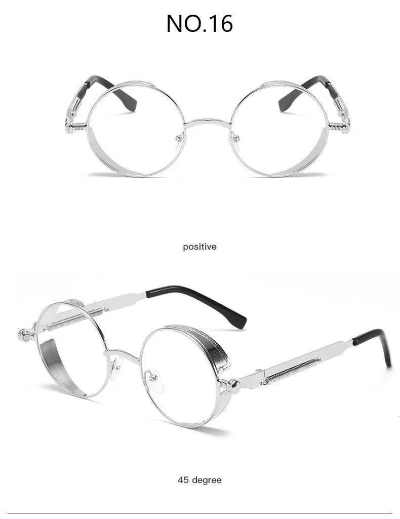 Metal Steampunk Sunglasses Men Women Fashion Round Glasses Brand Designer Vintage Sun Glasses