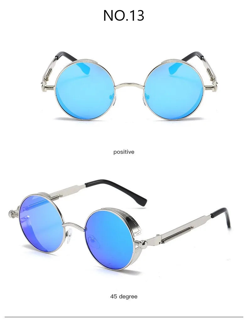 Metal Steampunk Sunglasses Men Women Fashion Round Glasses Brand Designer Vintage Sun Glasses