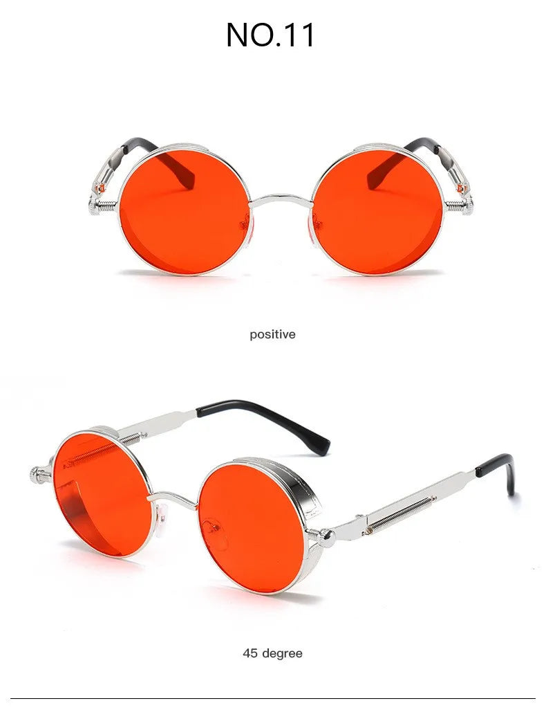 Metal Steampunk Sunglasses Men Women Fashion Round Glasses Brand Designer Vintage Sun Glasses