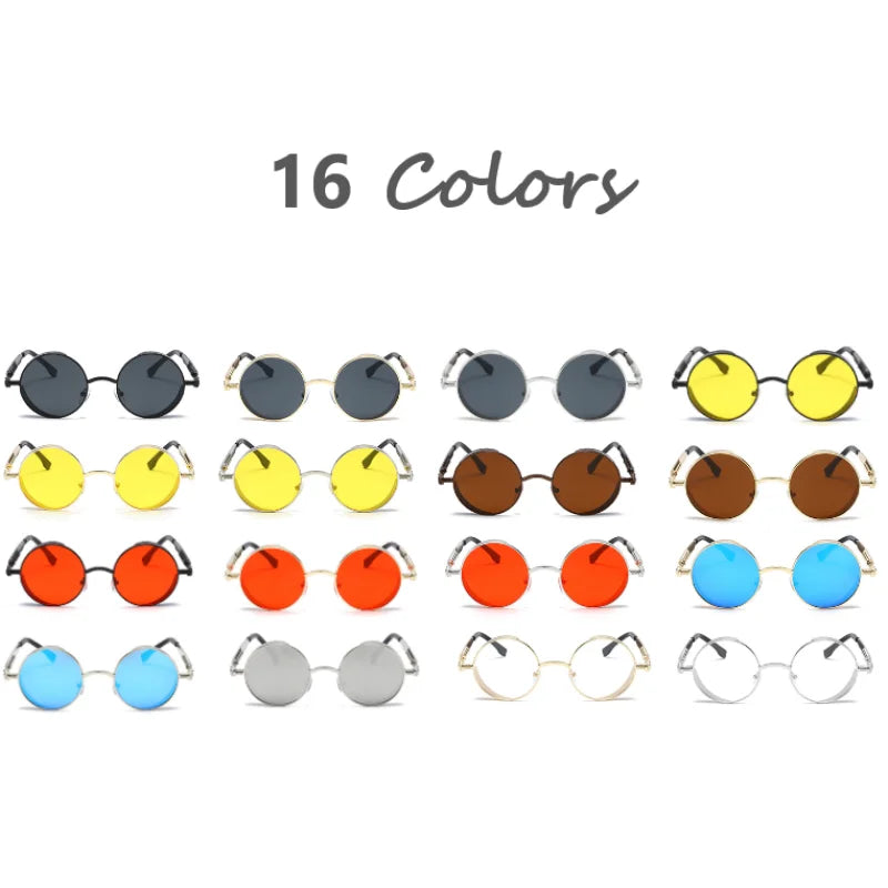 Metal Steampunk Sunglasses Men Women Fashion Round Glasses Brand Designer Vintage Sun Glasses