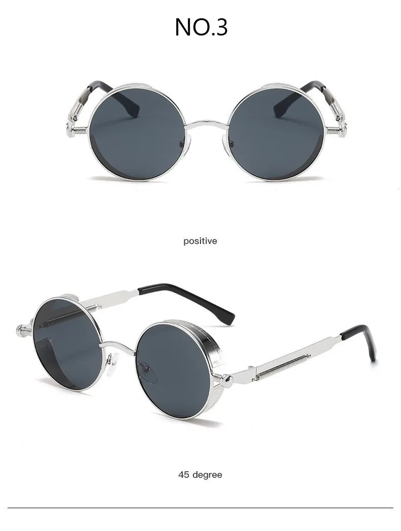 Metal Steampunk Sunglasses Men Women Fashion Round Glasses Brand Designer Vintage Sun Glasses