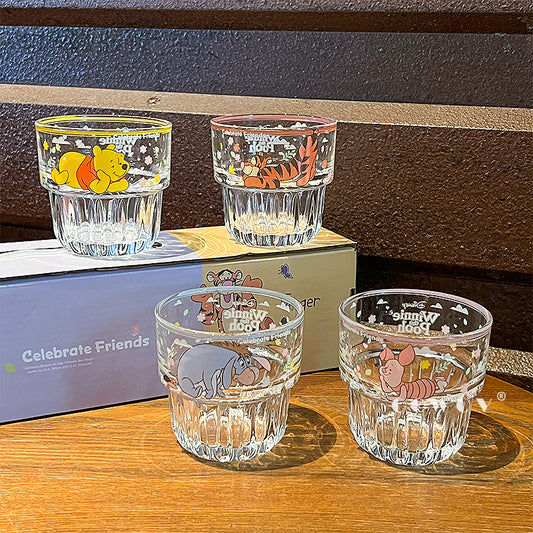 🐻✨ Winnie the Pooh “Celebrate Friends” Glass Cup Set – 4pc