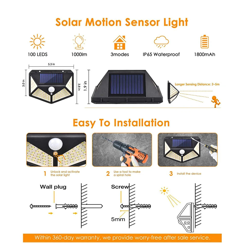Solar Power Wall Light-Motion Sensor Waterproof
