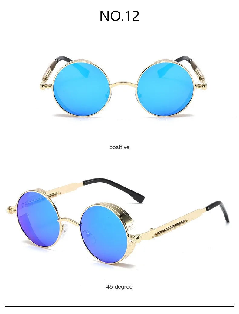 Metal Steampunk Sunglasses Men Women Fashion Round Glasses Brand Designer Vintage Sun Glasses