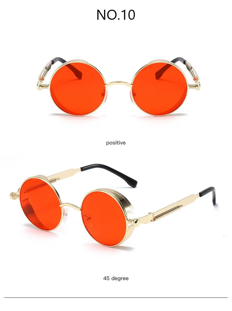 Metal Steampunk Sunglasses Men Women Fashion Round Glasses Brand Designer Vintage Sun Glasses