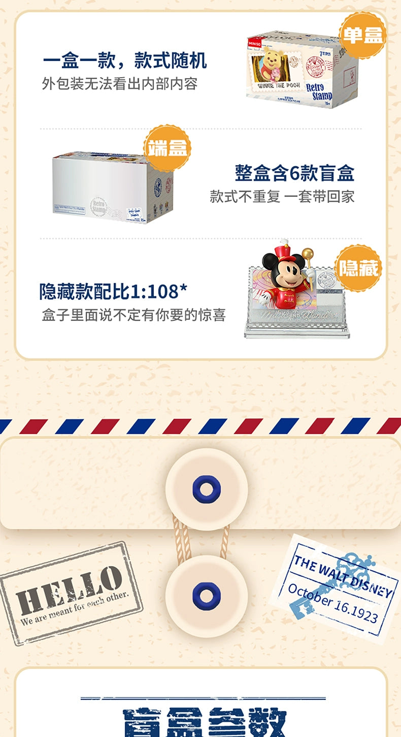 Disney 100 Th Anniversary Retro Stamp Blind Box Refridgerator Magnets