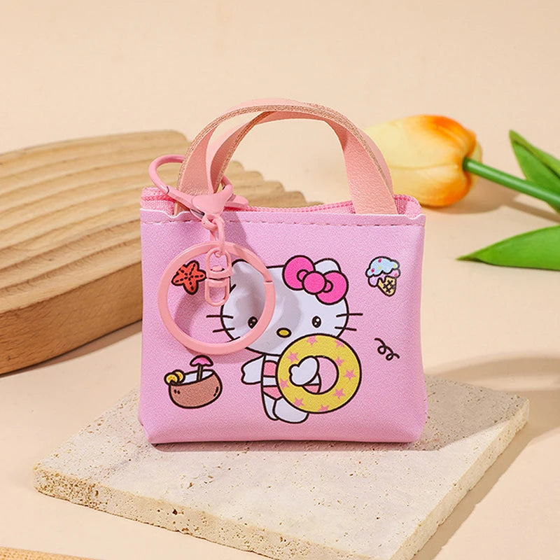 Kawaii Sanrio Hello Kitty Kuromi Silicone Coin Purse Cinnamoroll Keychain Wallet