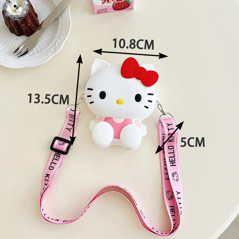 Funny Sanrio Hello Kitty Crossbody Bag for Girls - Cute Cartoon Silicone Coin Purse, Casual Shoulder Bag Kids Holiday Gift