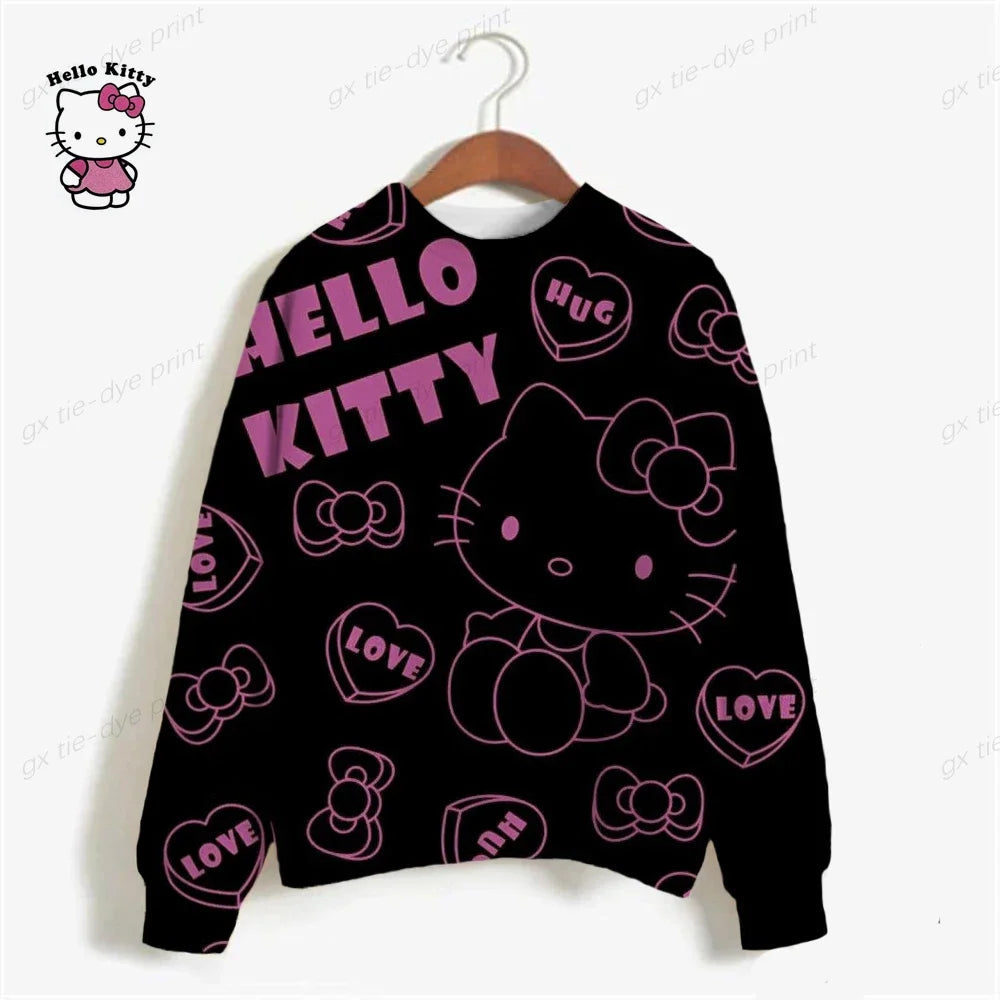 autumn Hoodies HELLO KITTY Oversized Sweatshirt.