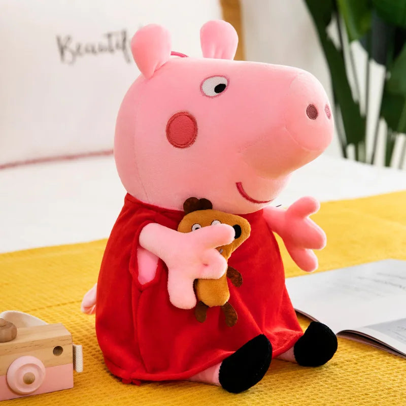 Cute Peppa Pig Plush Toy Kawaii Piggy George Piggy Daddy Piggy Mummy Cartoon Doll Children's Room Decoration Throw Pillow