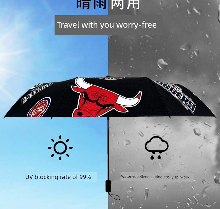Umbrella Automatic Boys Rain Dual-Use Female Foldable Sun Umbrella Sun Protection UV Protection Student NBA