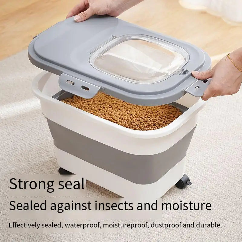 Collapsible Cat/Dog Food Storage Container. Folding Pet Supplies