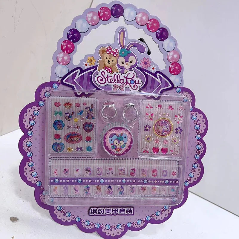 Hello Kitty Nails Decal Kawaii Kuromi Anime Strawberry Bear Kids Elsa Princess Cartoon Ring Stickers Set Toys Gifts